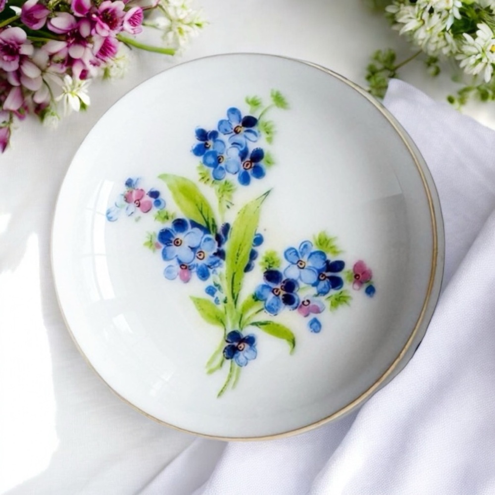 Limoges France Vintage Forget me Not Trinket Box